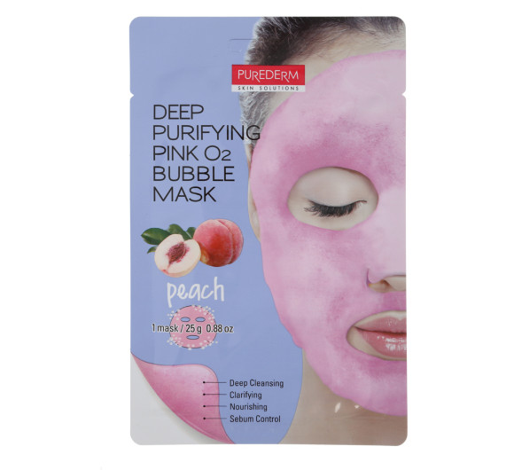 Purederm Глибоко очищувальна маска що піниться рожевого кольору "Персик" для обличчя  Корейські маски
